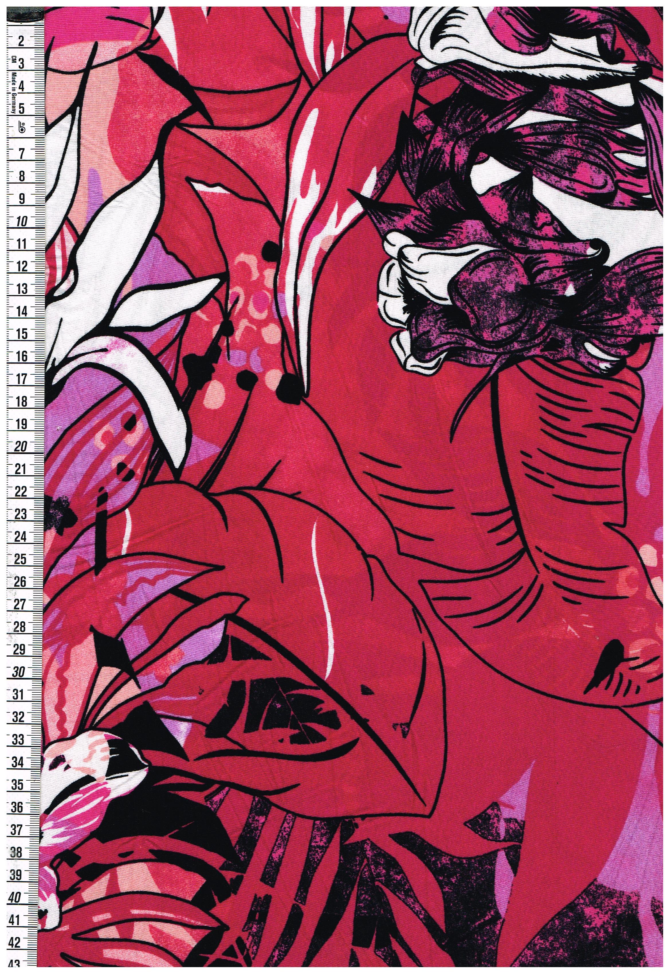 Viskosejersey - Blumendschungel - pink