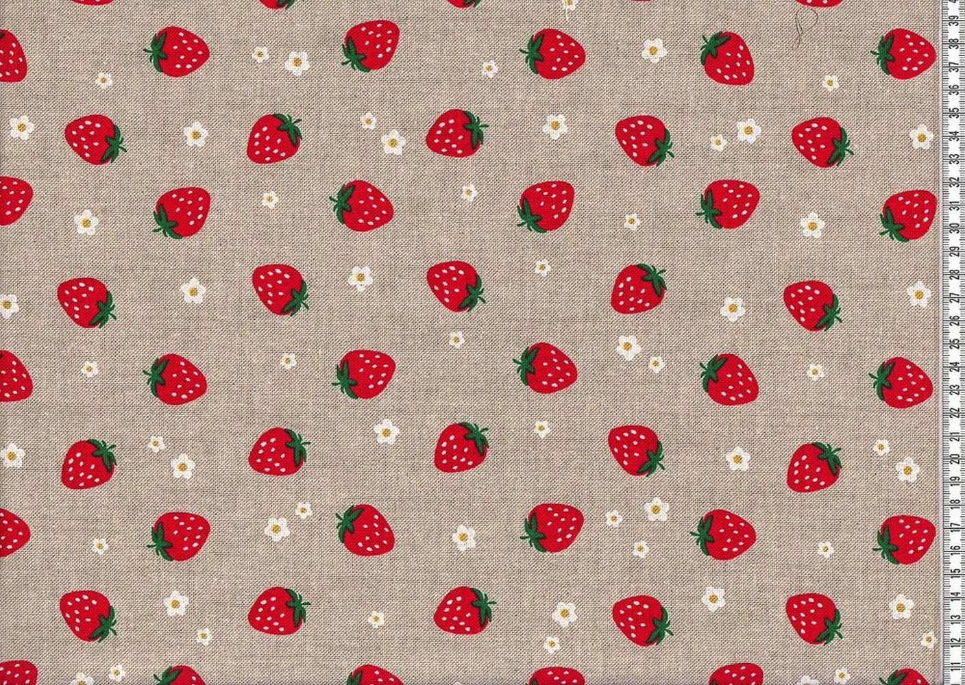 Dekostoff - Emil Erdbeeren und Blüten