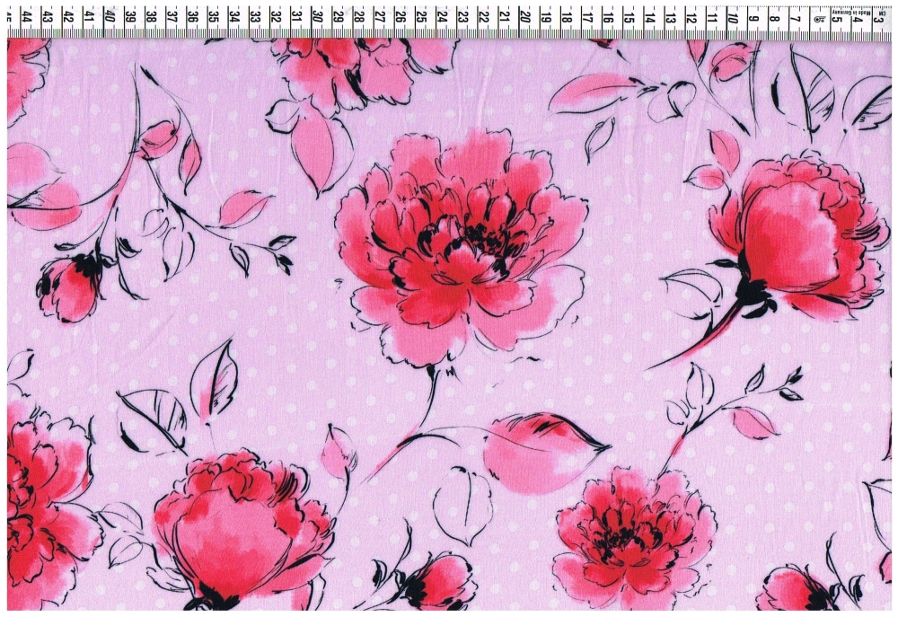 Viskose Gewebe - Blumen rosa