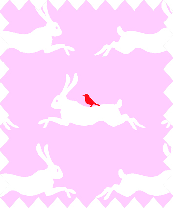 Vogel auf Hase rosa