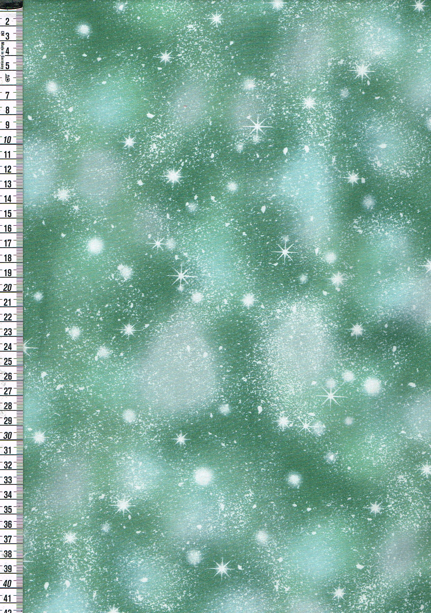Patchwork - Sternenhimmel mit Schnee - flaschengrün/weiß