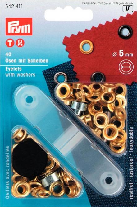 Ösen mit Scheiben - 5mm - Messing in silber/gold/brüniert/alteisen