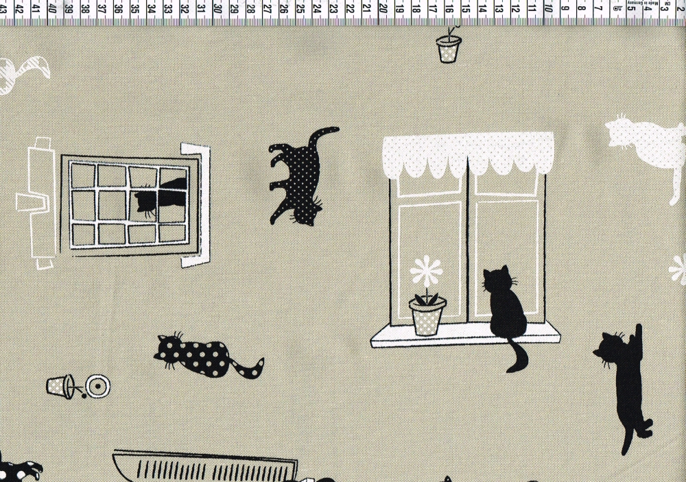 Dekostoff - Katzen am Fenster