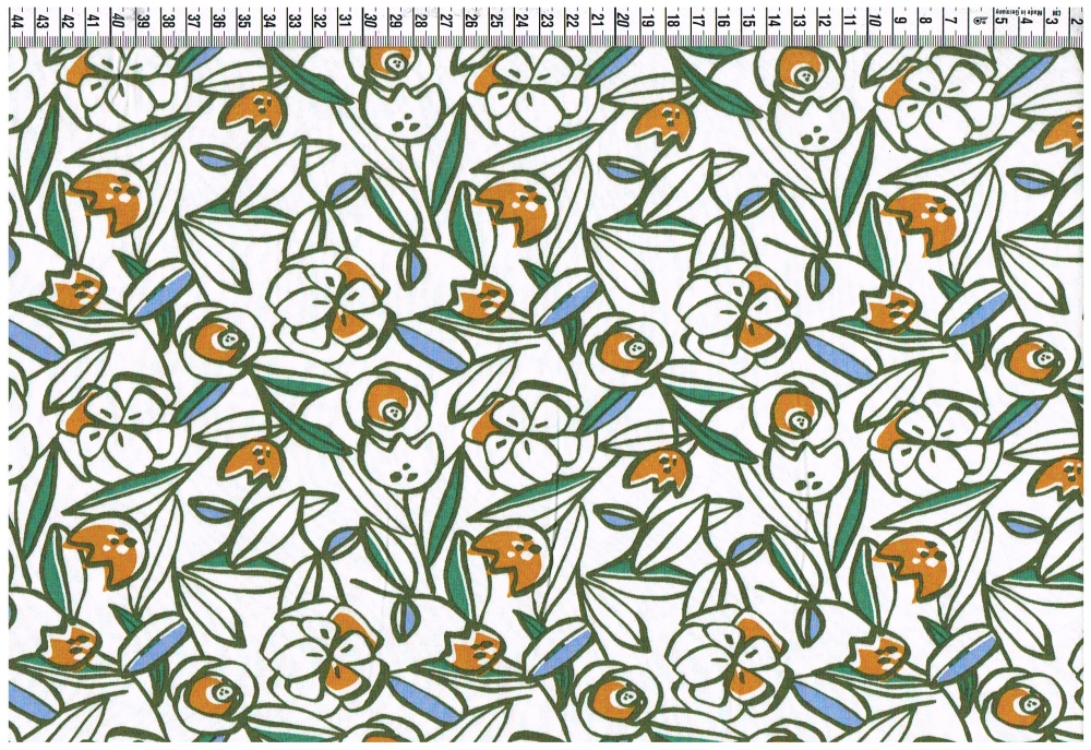 Viskosejersey - Blumen, weiß